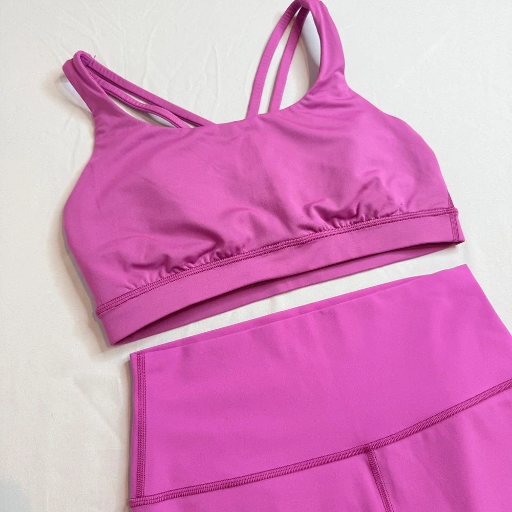 Lululemon Align Leggings and Free to Be Wild Bra Set Magenta Pink Womens